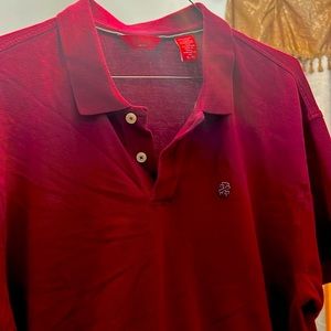 Dark red Izod polo shirt.